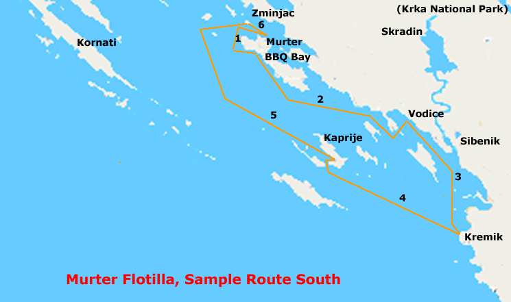 Croatia Flotilla Sample Route South